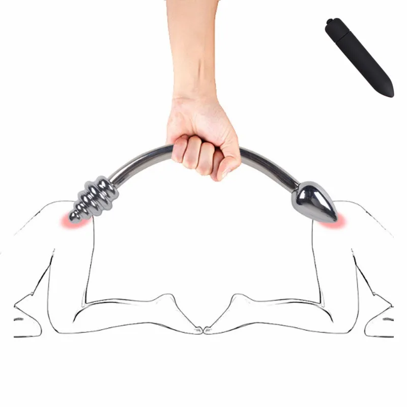 G spot massager Double dildo Penetration anal hook beads butt plug metal fake penis bondage SM sex toy for man woman | Красота и