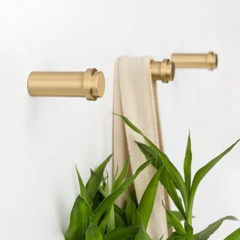

Gold Metal Robe Hooks Solid Brass Brushed Key Coat Hook Hangers Bag Home Kitchen Wall Hanger Bathroom Accessories