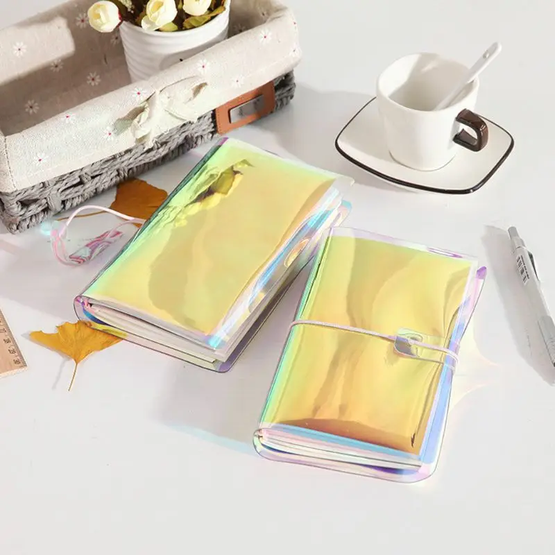 

Colorful Travelers Notebook Holographic PVC Cover DIY Journal Gift Blank Grid Monthly Inserts Pages Zip Pocket 2018 Trend Agenda