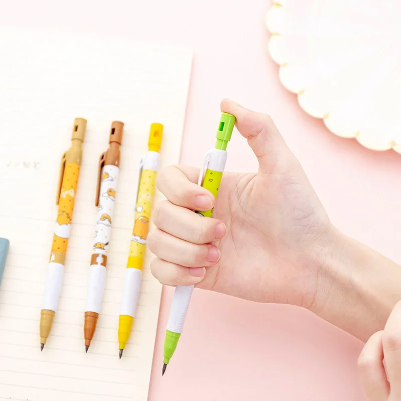 

48 pcs/lot 2.0mm Cartoon Lazy Egg Mechanical Pencil Cute Automatic Pen For Kids gift School Office Supplies