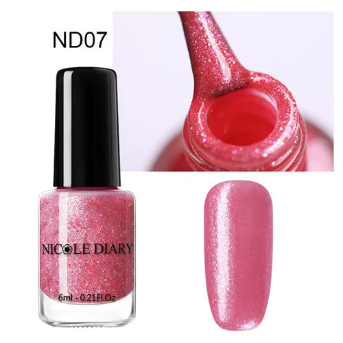 NICOLE DIARY 6ml Peel Off Thermal Nail Polish Glitter Chameleon Color Changing Water-based Manicure Nail Art Varnish - Цвет: S7-ND07