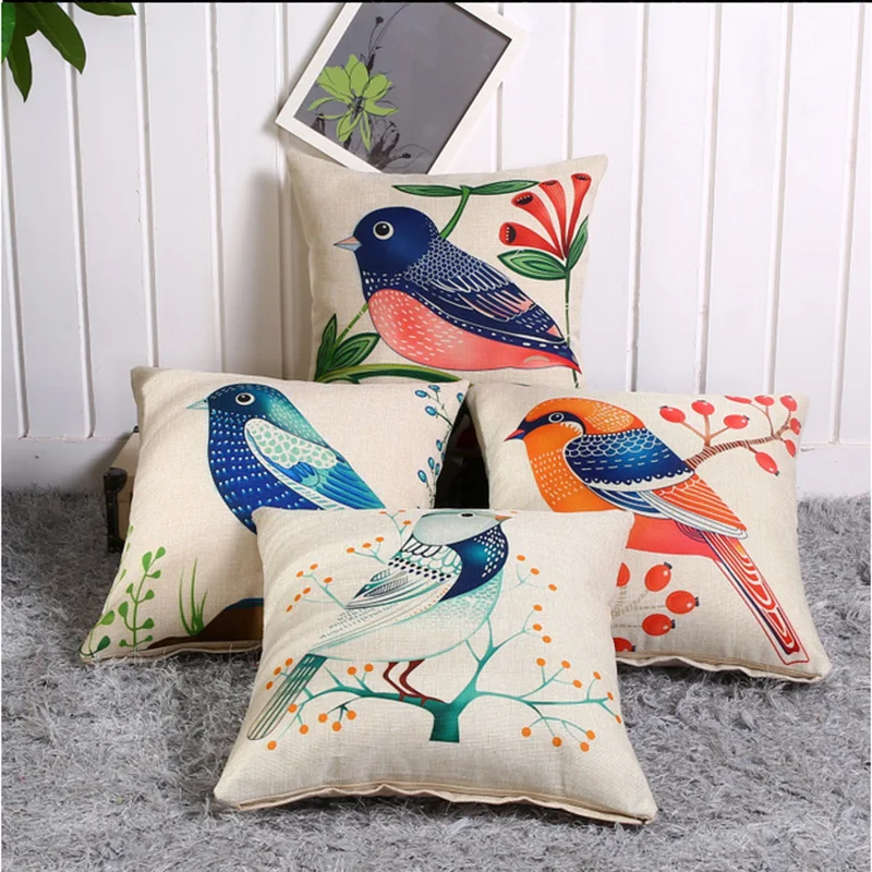 45cm*45cm Animals bono birds pattern Linen/Cotton pillow cover Couch
