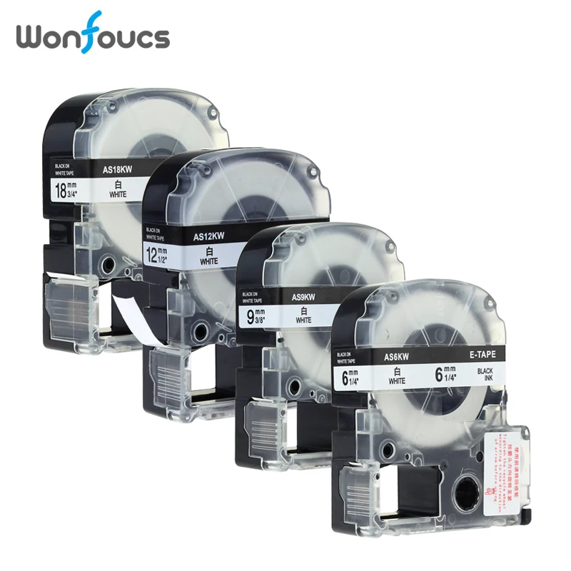 4PK совместимый Epson Kimji лейбл лент 6 мм 18 ss6 кВт SS9 SS12 SS18 черная на белой ленте для