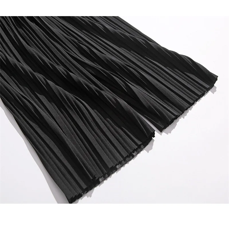 Ladies Spring and Summer High Waist Pleated Chiffon Wooden Ear Wide Leg Pants Loose Cropped Trousers Ladies Spring and Summer High Waist Pleated Chiffon Wooden Ear Wide Leg Pants Loose Cropped Trousers