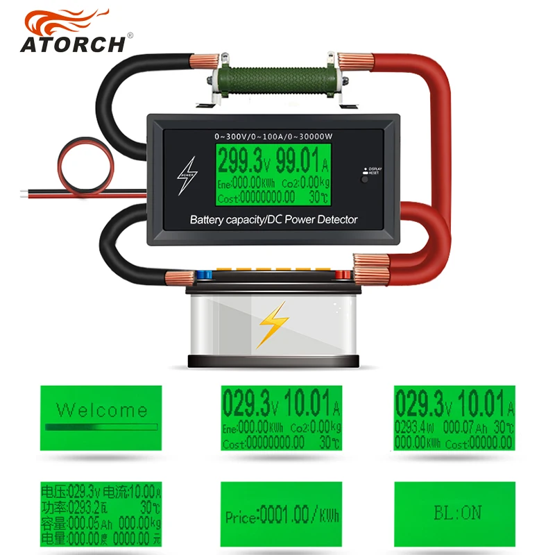 ATORCH DC 300 в а точный счетчик энергии Bluetooth Напряжение Ток Мощность Вольтметр