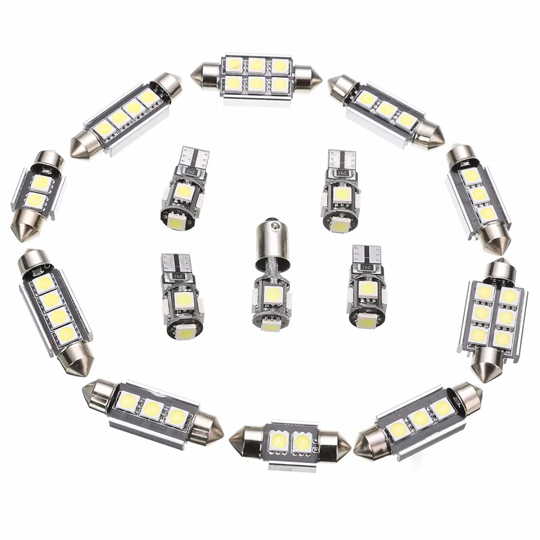 15Pcs/Set Super Bright White LED 12V Car Interior Dome Map Trunk Light Bulb Kit For Mercedes Benz C Class W 203 2000 - 2007
