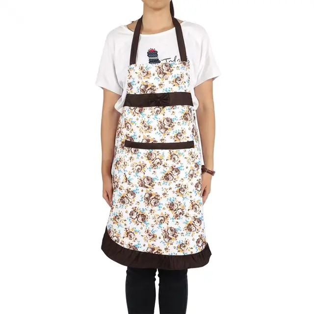 Restaurant Kitchen Accessories online shop 1pc rose pattern bow apron dress with pocket adult Restaurant Kitchen Accessories online shop 1pc rose pattern bow apron dress with pocket adult