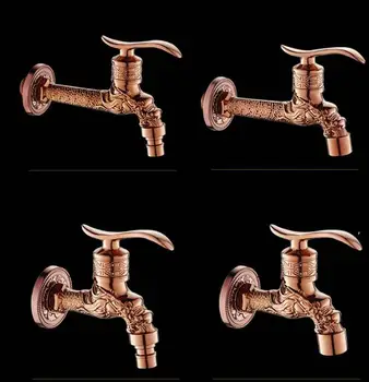 

New Style Rose Gold Dragon Carved Bibcocks Faucet Brass Bathroom Washing Machine faucet Bibcock tap Outdoor bathroom mixer