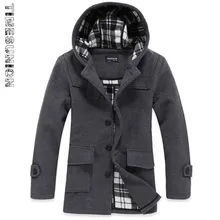 Männer Wolle Trenchcoat Heißer Verkauf Mode Herbst Winter Dick Schlank Stehkragen Freizeitjacke