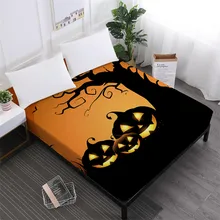 Детские Мультяшные простыни на кровать с забавным принтом тыквы, Наволочка на матрас для Хэллоуина и ночи, эластичная лента, домашний декор D25