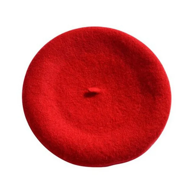 Берет художника, уличные шапки художника, осень и зима, новые теплые вязаные однотонные кепки, модный мех енота, помпон, берет в стиле винтаж - Цвет: Red