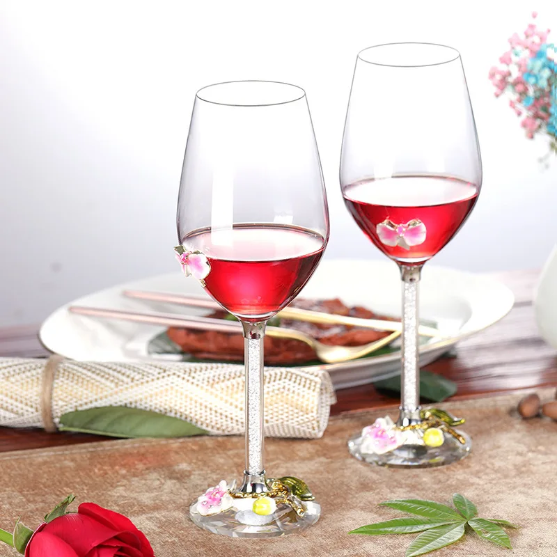 

Color Enamel Wine Glasses Crystal Glass Cups and Mugs High Grade Wine Cup Creative Drinkware
