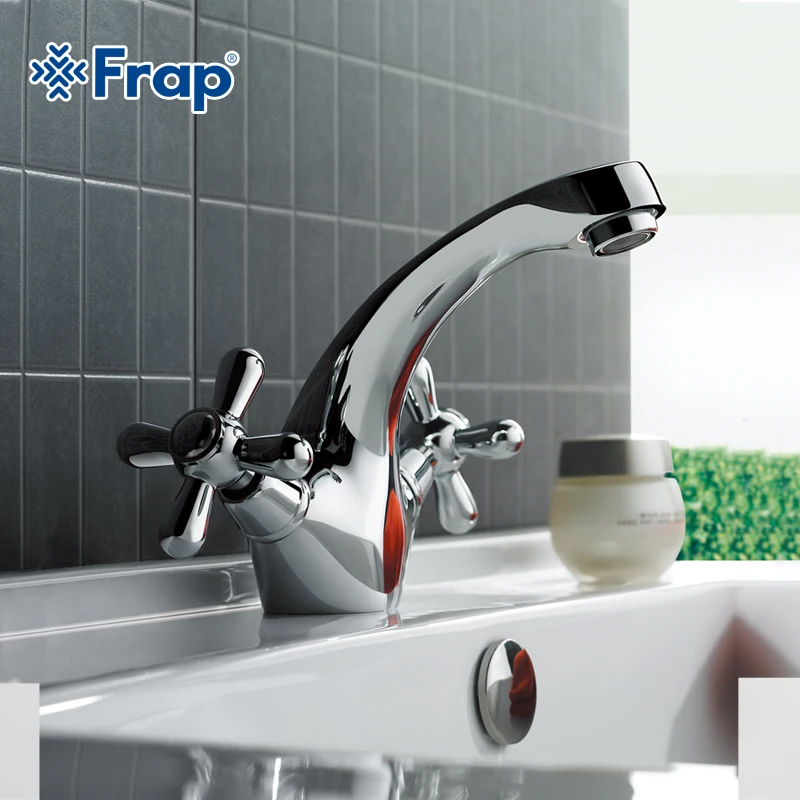 

FRAP Classic Silver bathroom Basin faucet mixer Toilet Faucet Double handle bath tap hot and cold water mixer control F1025