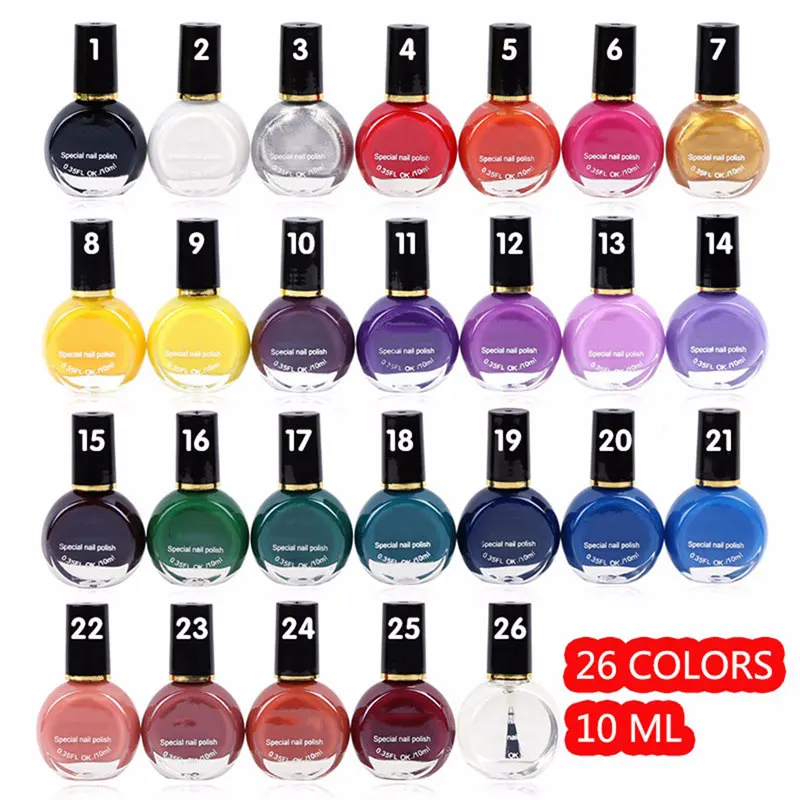 26 Colors Stamping Paint Nail Polish Pure Color Vernis a Ongle Nail Art Nagellak Gel Varnish Hybrid Lucky Lacquer Paint Gellak