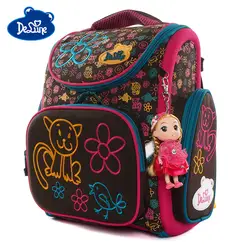 Delune 3D Кот шаблон школьные рюкзаки для девочек мальчиков мультфильм цветок рюкзаки детские Ортопедические Рюкзак первоклассника Mochila Infantil