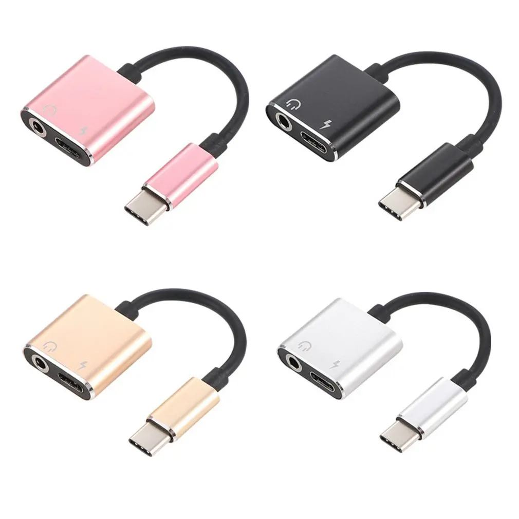 Кабель-Переходник USB C на Jack 3,5 Тип C Кабель-адаптер 2-в-1 Тип usb C 3,5 мм аудио преобразователь для наушников кабель для зарядки с адаптером