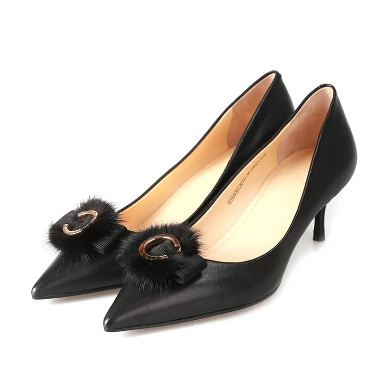 Новые кожаные женские туфли на высоком каблуке; модная офисная обувь; тонкие туфли; пикантные женские удобные мягкие туфли на высоком каблуке в деловом стиле - Цвет: black