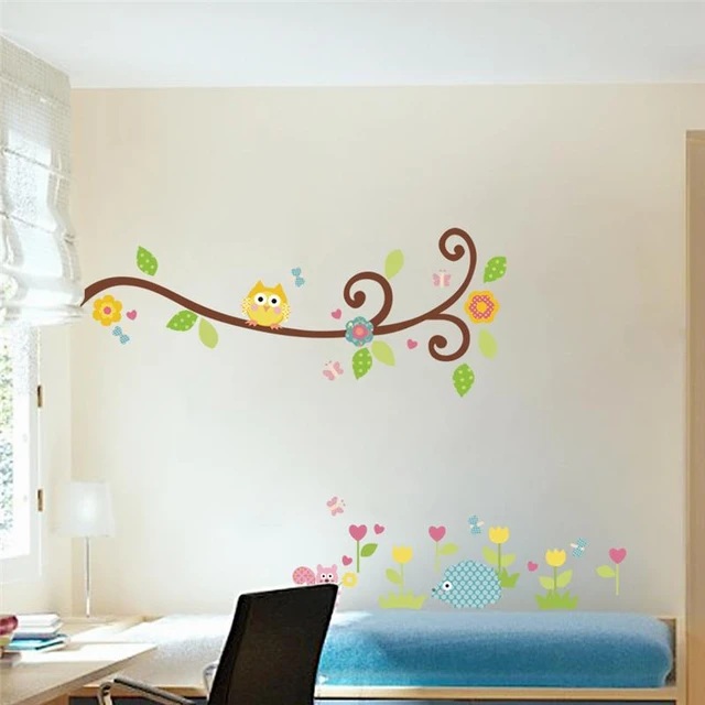 Autocollants Muraux avec Motif de Hiboux Mignons, Décoration de