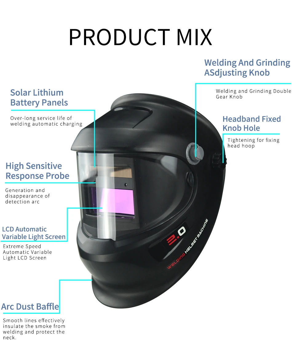 DIN9-DIN13 Solar Auto Darkening TIG MMA ZX7 MIG Welding Mask Welding Helmet Welder Cap Glasses