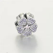 Цветок первоцвета металлические бусины амулеты Серебро 925 для браслета Argent DIY шармы бусина аксессуары для ювелирных изделий