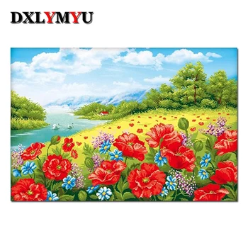 

NEW DIY square Full Diamond Painting Flowers Cross Stitch 5D Needlework Wall Art Resin Diamond Embroidery Mosaic Handicraft Gift