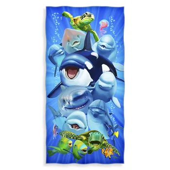 

Funny Ocean Animals Dolphin Shark Turtle Whale Selfie Kitchen Beach Travel Towel Microfiber Surf Swimming Bath Towel Absorbent