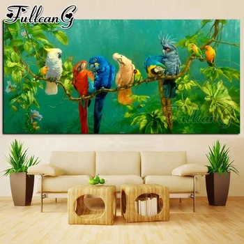 

FULLCANG 5d diy full square/round drill large parrot bird animals diamond painting mosaic embroidery rhinestone sale gift FC1662