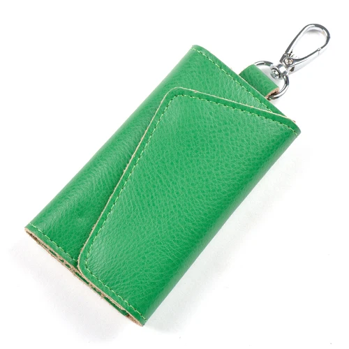 Зеленый Брелок для ключей из натуральной кожи для мужчин и женщин, органайзер, сумка из коровьей кожи, сумка для ключей, кошелек, ключница, чехол для ключей, мини-сумка для карт - Цвет: Зеленый