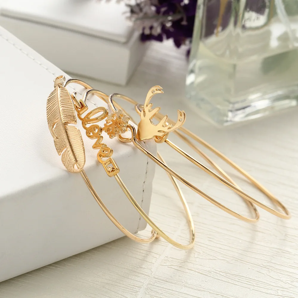 4 шт. женские браслеты манжеты в виде оленя снежинки|open bangle|bangle setcuff bracelets |
