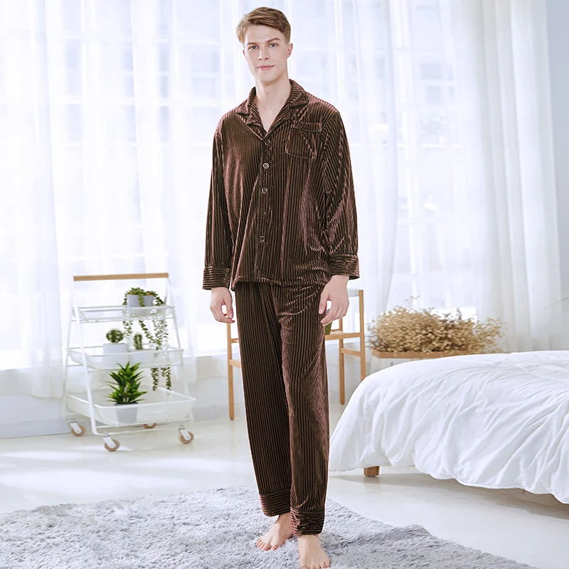 Велюровая Пижама Мужская пижама Homme Manches Longues для мужчин пижамы Ночное Костюм для Роскошные s одежда сна