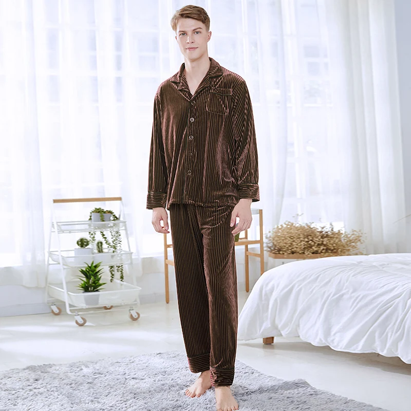 Male Pajama Sets Elegant Fashiom Sleepwear   (3)