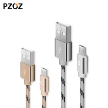 Pzoz 5V2A Micro USB nylon Cable For Xiaomi USB Data Charger Cable Mobile Phone Cables Quick Charger For Samsung Sony HTC Oneplus