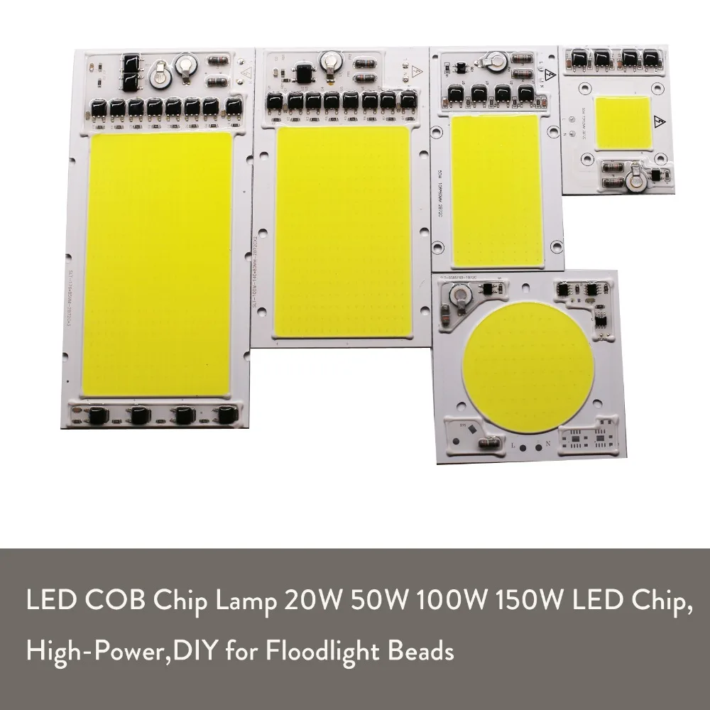 20 Вт 50 100 150 COB Smart IC светодиодный светильник с чипом не нужен драйвер холодный