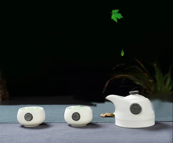 

Creative snowflake glare fast guest cup, including 1 pot 2 cups of tea set, travel portable travel ceramic coffee tea set