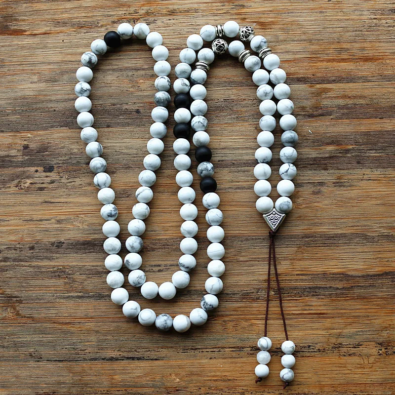 Inelastic 8mm 99pcs Round Howlite Stone Beads Buddhist Prayer Rosary Mala Necklace for woemn men jewelry - Image 4