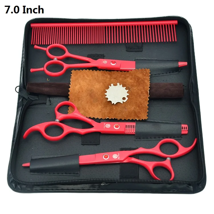 Purple Dragon 7.0" Professional Pet Scissors for Dog Grooming Japanese 440c Animal Straight& Thinning& Curved Shears LZS0377 - Цвет: LZS0362 Set