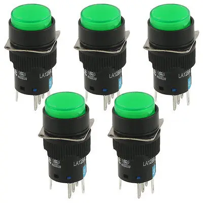 

DC 24V Green Lamp Panel Mount Momentary Contact Push Button Switch