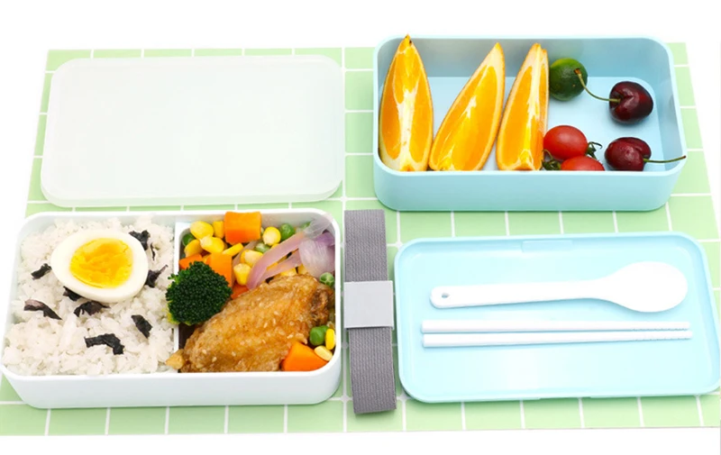 2 слоя Ланч-бокс для детей и Bento box со столовыми принадлежностями PP микроволновый нагрев тепловой коробки для завтрака для детей в пищевой контейнер