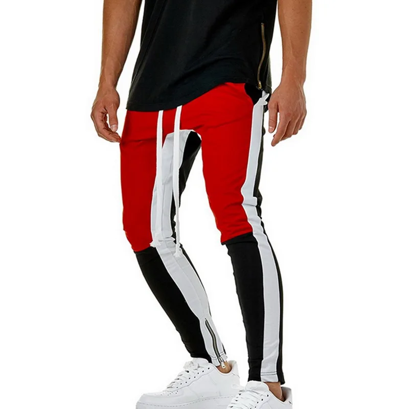 

Oeak Men Casual Sweatpants 2019 Fashion Hip Fitness Trousers Stitching Color Side Stripe Elastic Soft Slim Pencil Pants