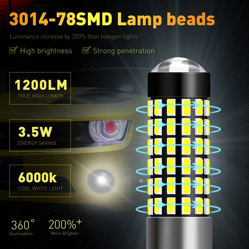 Katur 2pcs H27W/1 880 Led Bulbs Fog Lights for Cars Led Fog Driving Lamp 78SMD 3014 Car Light Sourse 6000K White H27W1 H27 led car lights led lights led bulbs led headlights led car headlights car headlamps
