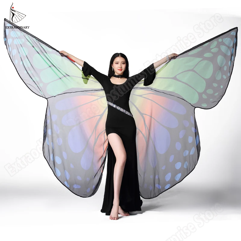 

Fairy Wing Women Dancewear Belly dance Props Polyester Cape Cloak Dance Fairy Wings Butterfly Isis Adult With Sticks Performance