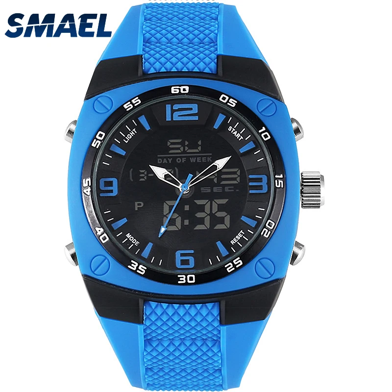

2017 New Style Alloy Watch SMAEL Brand Blue Waterproof Dive Analog Quartz Dual Display Digital Men Watch Relogio Masculino 1008