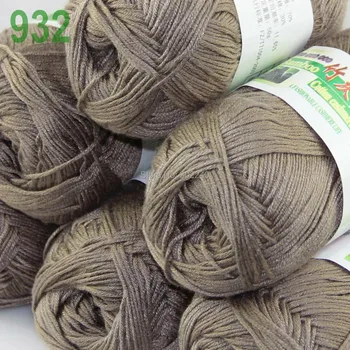 

Lot of 6 Skeins Super Soft Natural Bamboo Cotton Knitting Yarn Mocha 932