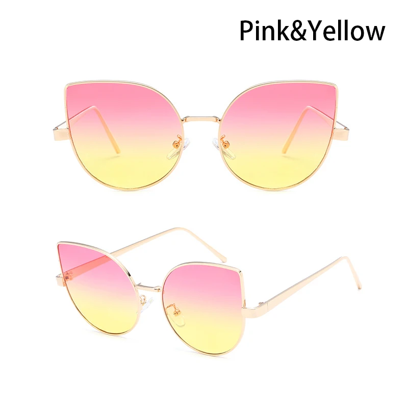 Для женщин кошакошачий глаз прозрачные линзы очки Роскошные серебрисеребрисеребрисеребрисеребрисеребрисеребрисеребрисеребризерказерказерказерказерказерказерказерказерказерказерказеркальные солнцезащитные очки - Цвет линз: pink yellow