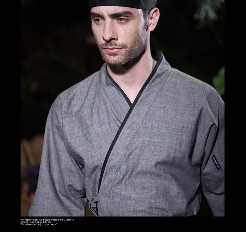 Японский ресторан кимоно шеф-повара Униформа с коротким рукавом серый унисекс повара одежда японский шеф-повара пальто