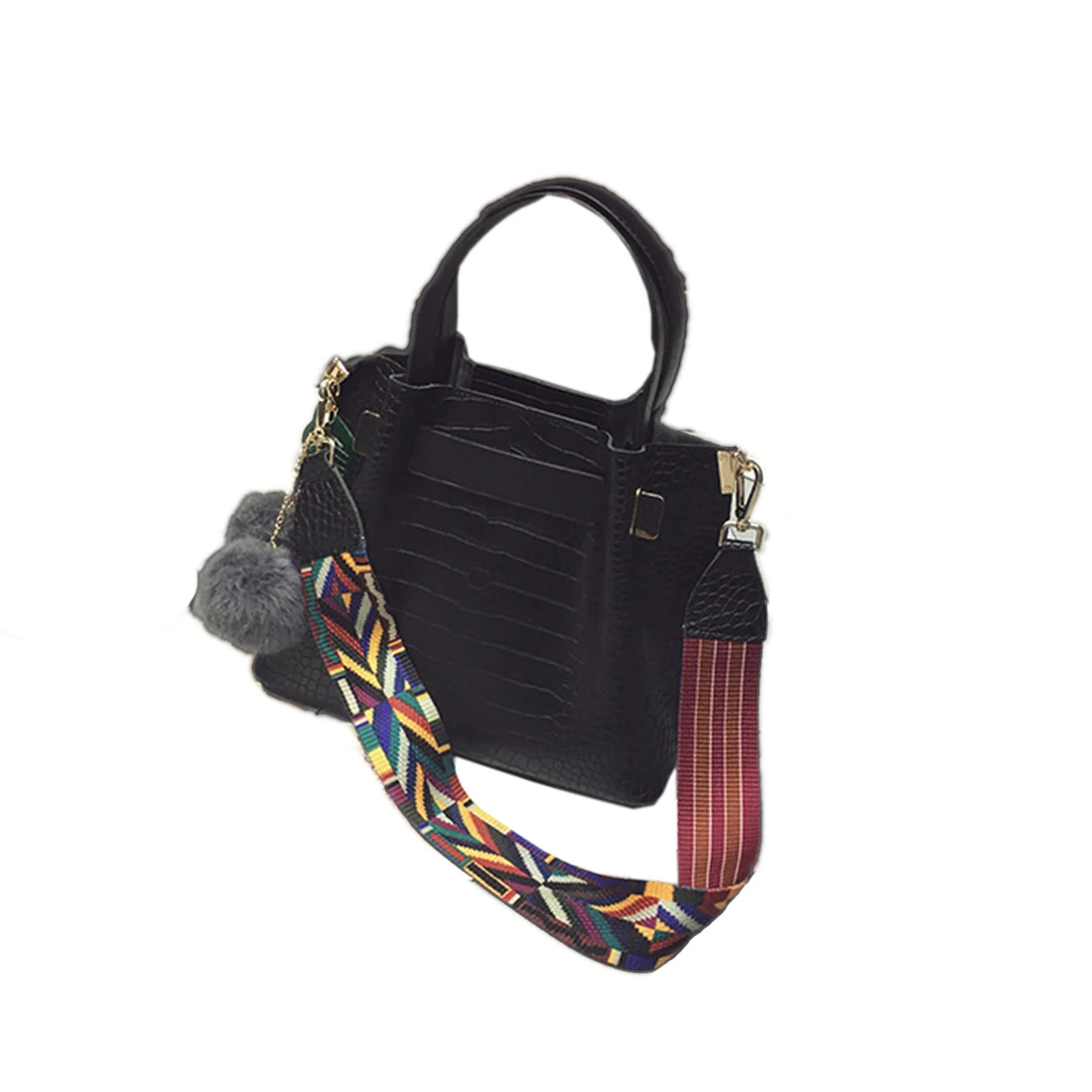 

YEJIA FASHION Alligator Women Handbag Colorful Strap Composite Bag Women PU Leather Casual Shoulder Bags Lady Work Crossbody Bag