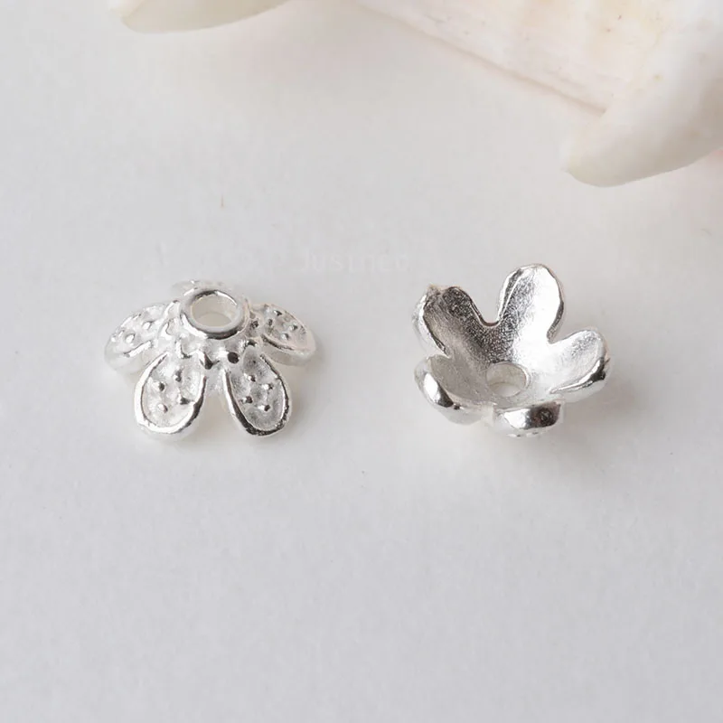 

solid 925 sterling silver flower bead cap, spacer bead caps, jewelry diy silver findings/components