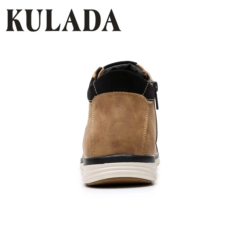 KULADA 2019 Men's Shoes Leather Spring&Autumn Men Boots Comfortable Nature Working Men Lace-up Casual Ankle Boots