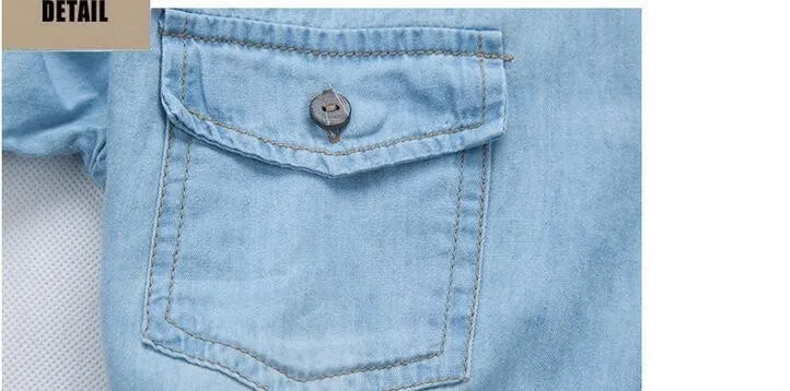 4705 Slim рубашка из джинсовой хлопковой ткани Мужская мода с коротким рукавом Vetement Homme Для мужчин одежда джинсовая ковбойская джинсовые рубашки мужские