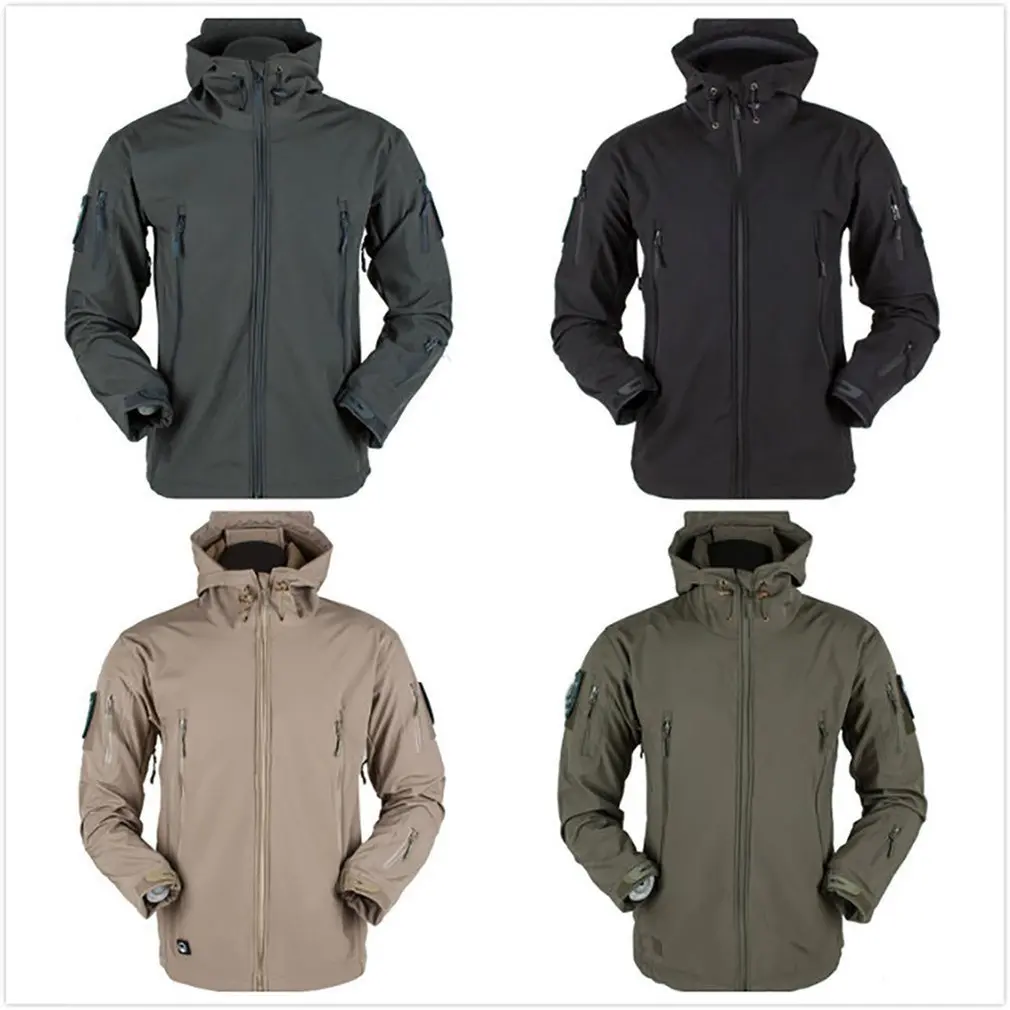 Baratos Chaqueta de piel de tiburón abrigo tres en uno impermeable transpirable resistente al viento para hombre y mujer
